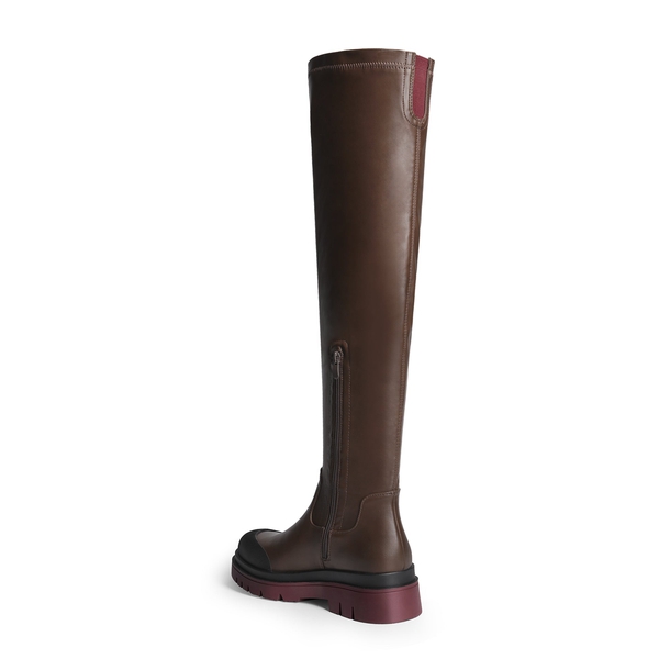 Thigh High Over The Knee Boots - BROWN PU - 3
